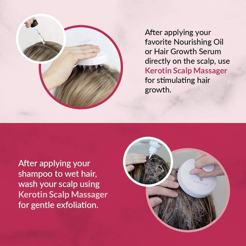 Kerotin Scalp Massager Hair Growth, Manual Soft Silicone Shampoo Brush, Handheld Scalp Massager, Scalp Scrubbie. Stimulates Hair Growth, Remove Dandruff. Waterproof