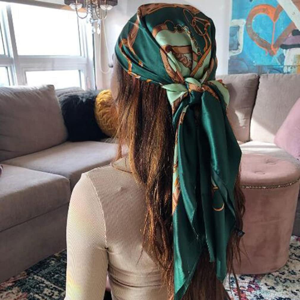 35" Large Square Fashion Scarves Women'S Satin Silk Feeling Hair Wrapping Scarfs Night Sleeping Headscarf