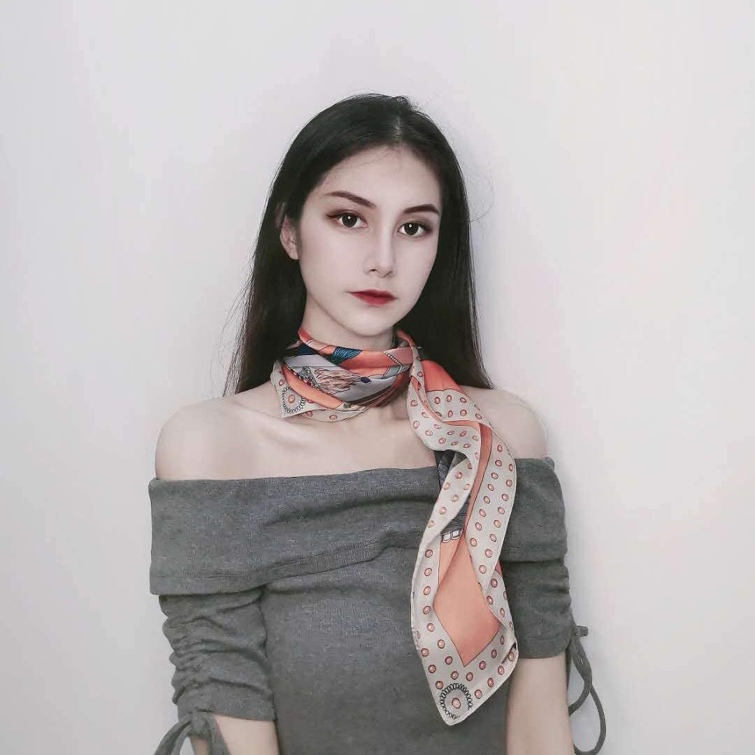 Silk Feeling Scarf Medium Square Satin Head Scarf for Women 27.5 × 27.5 Inches