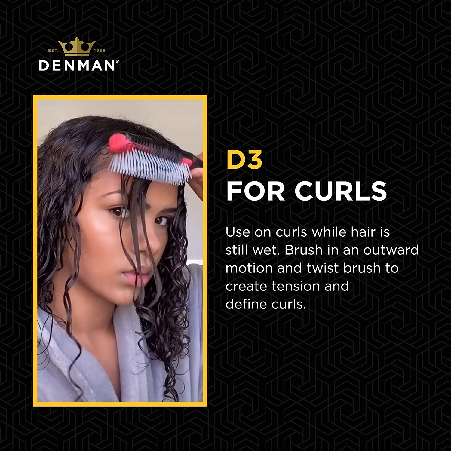 Curly Hair Brush D3 (Black & Red) 7 Row Styling Brush for Detangling, Separating, Shaping and Defining Curls - for Women and Men