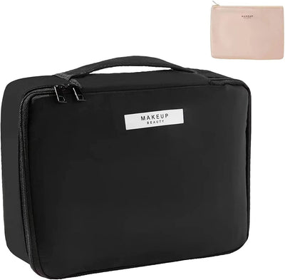 Travel Makeup Bag Cosmetic Bag Makeup Bag Toiletry Bag for Women and Girls (Black)