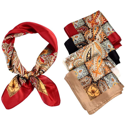 4/5 Pcs 27.5 Inch Head Scarf Silk Bandana Satin Hair Scarf Square Neck Scarf for Women Girls