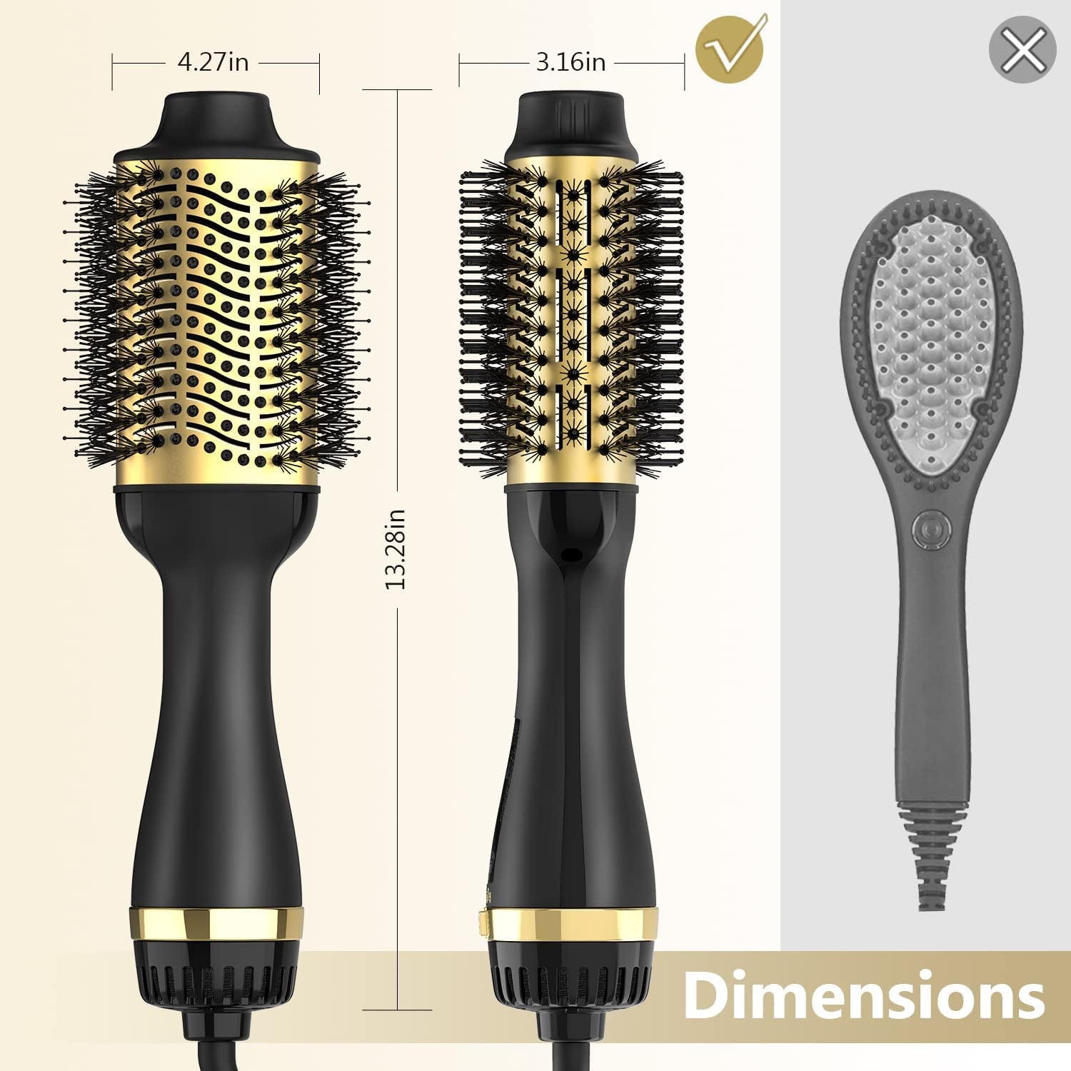 Hair Dryer Brush, Lpstea 4 in 1 Hot Air Brush, One Step Hair Dryer & Styler Volumizer with Enhanced Titanium Barrel, Blow Dryer Brush for Women (Gold)