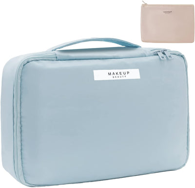 Travel Makeup Bag Cosmetic Bag Makeup Bag Toiletry Bag for Women and Girls (Blue)