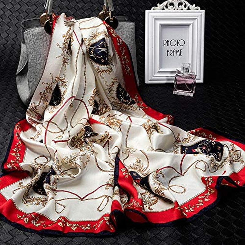 ANDANTINO 100% Mulberry Silk Long Scarf for Women Large Shawls for Headscarf and Neck- Oblong Hair Wraps with Gift Packed