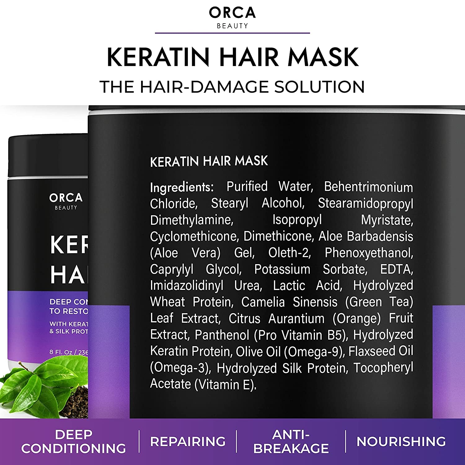 Keratin Hair Mask for Dry Damaged Hair and Growth, Keratin Hair Treatment for Dry Damaged Hair - Hydrating Hair Mask, Vit B Complex, Vit E, Silk Protein & Omega 3, 9, Deep Conditioning Hair Mask