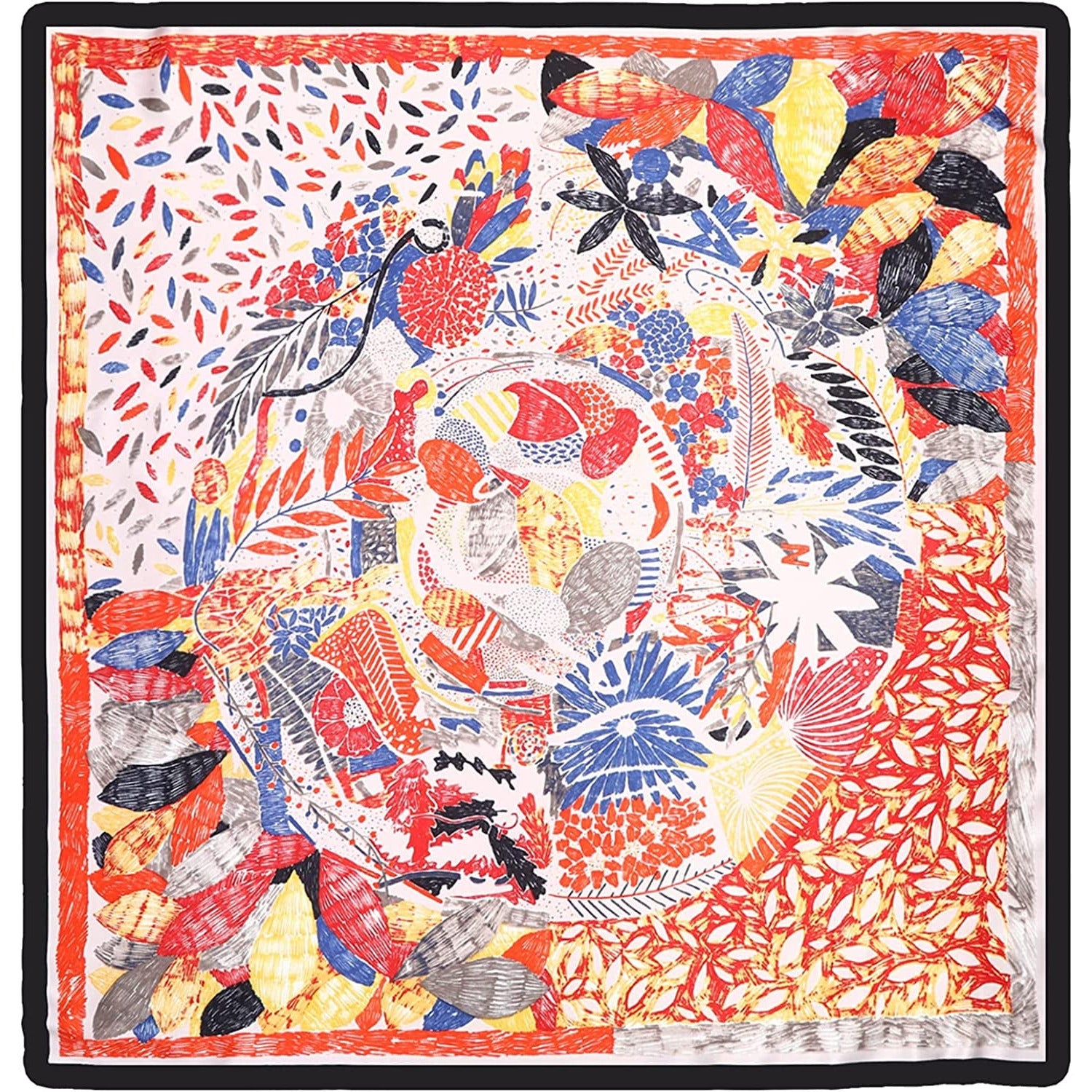 35” Large Satin Square Head Scarf - 2Pcs Silk like Floral Head Scarves Square Satin Hair Scarf Bandanas for Women