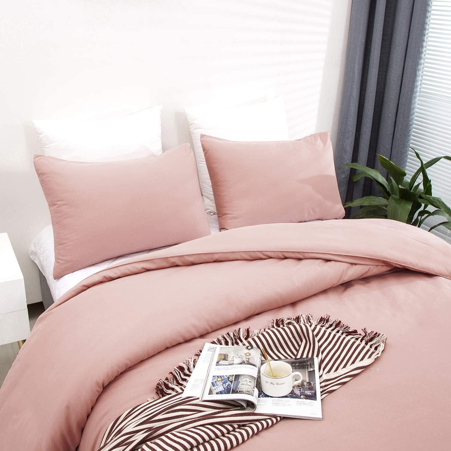 Pink Blush Comforter Set Full Mauve Bedding Comforter Sets Full Dusty Rose Bedding Sets Girls Women Bedding Pink Bed Comforter 3Pcs Blush Comforter for Full Bed