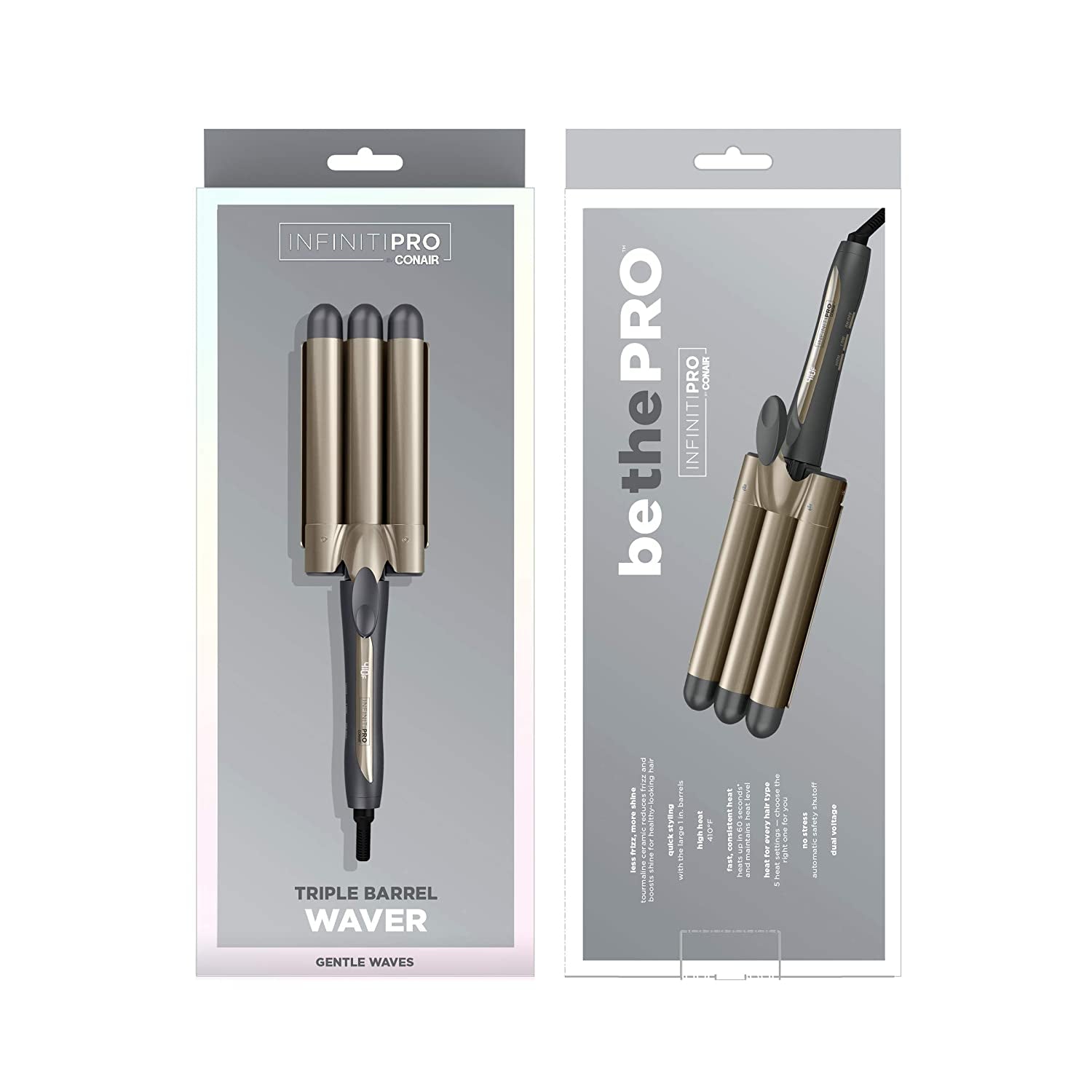 INFINITIPRO by  3 Barrel Hair Waver, Beach Waver Curling Iron, Long-Lasting Natural Looking Waves