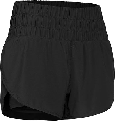 Women'S High Waisted Workout Running Shorts with Liner 3'' - 2 in 1 Athletic Sport Tennis Gym Shorts Zip Pocket