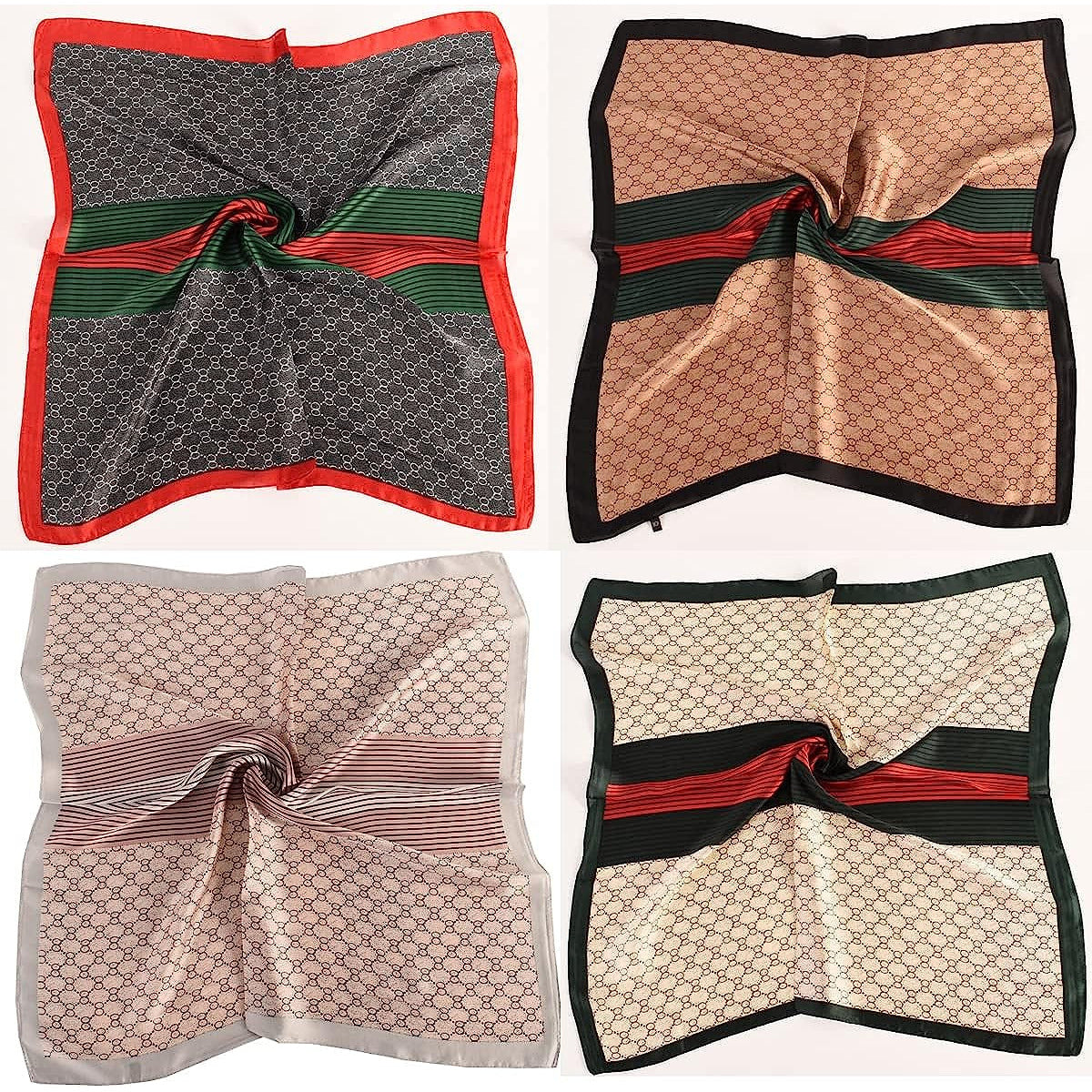 4/5 Pcs 27.5 Inch Head Scarf Silk Bandana Satin Hair Scarf Square Neck Scarf for Women Girls