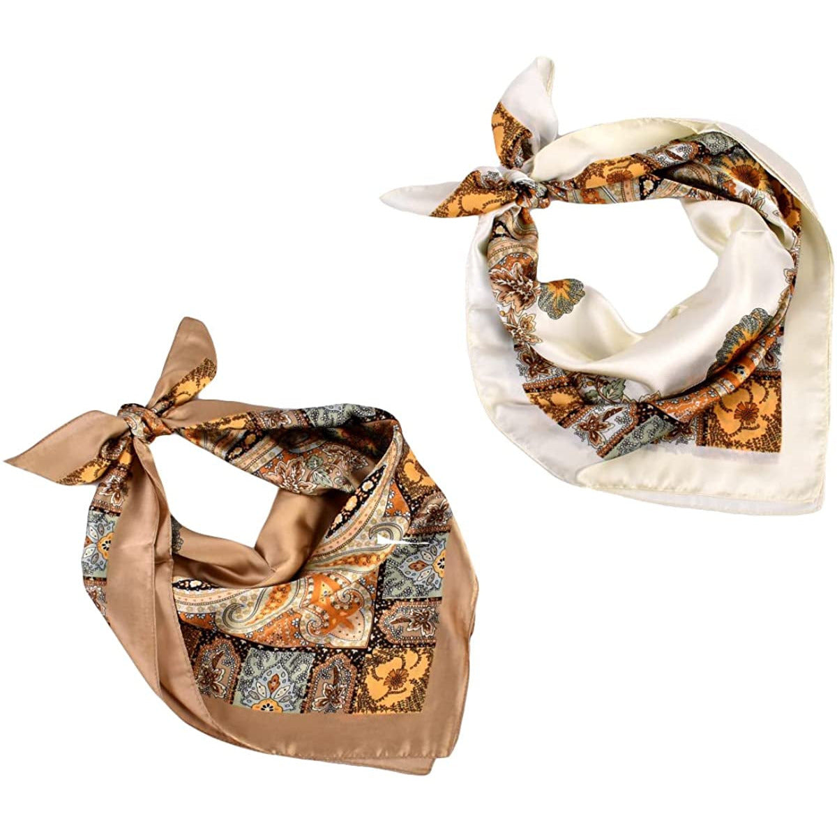 4/5 Pcs 27.5 Inch Head Scarf Silk Bandana Satin Hair Scarf Square Neck Scarf for Women Girls