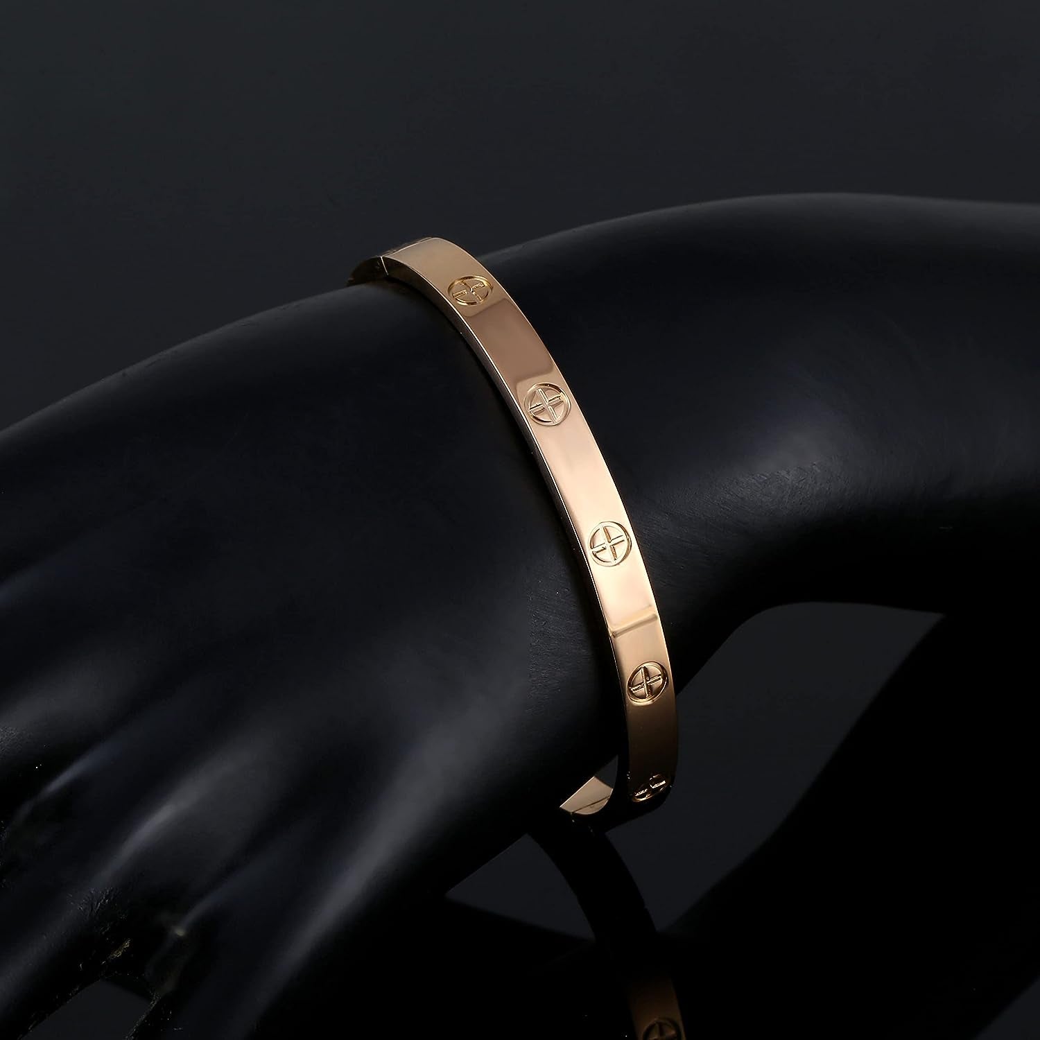 Women'S Stainless Steel Bracelet Jewelry Crystal Bracelet with Cube Zircon Hinge Jewelry Oval Bangle Witness the Gift of Love