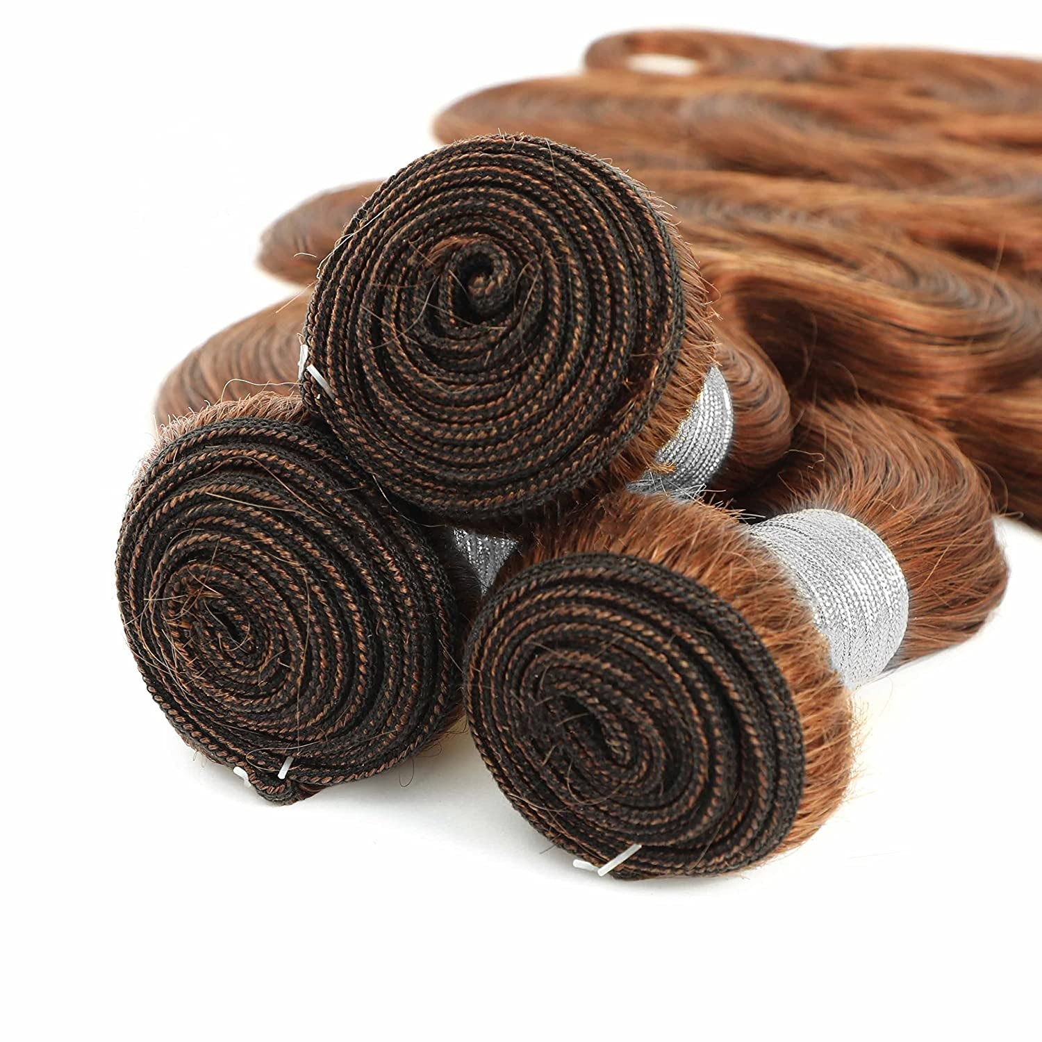 Reddish Brown Bundles Body Wave Bundles Human Hair Red Brown Colored 10A Brazilian Virgin Remy Wavy Hair Bundles Auburn Brown Copper Red Soft Thick Sew in Weave 3 Bundles 33B Color 14 16 18 Inch