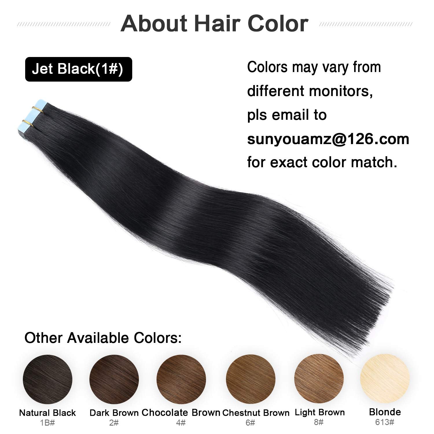 Tape in Hair Extensions Human Hair 18 Inches 50G/Pack 20Pcs Straight Seamless Skin Weft Jet Black Tape Hair Extensions (18 Inches #1 Jet Black)
