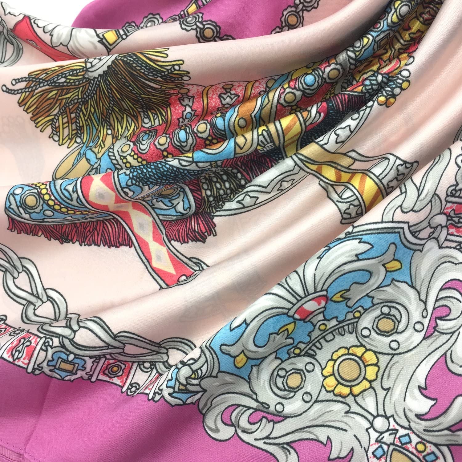 Silk like Scarf Women'S Fashion Pattern Large Square Satin Headscarf Headdress