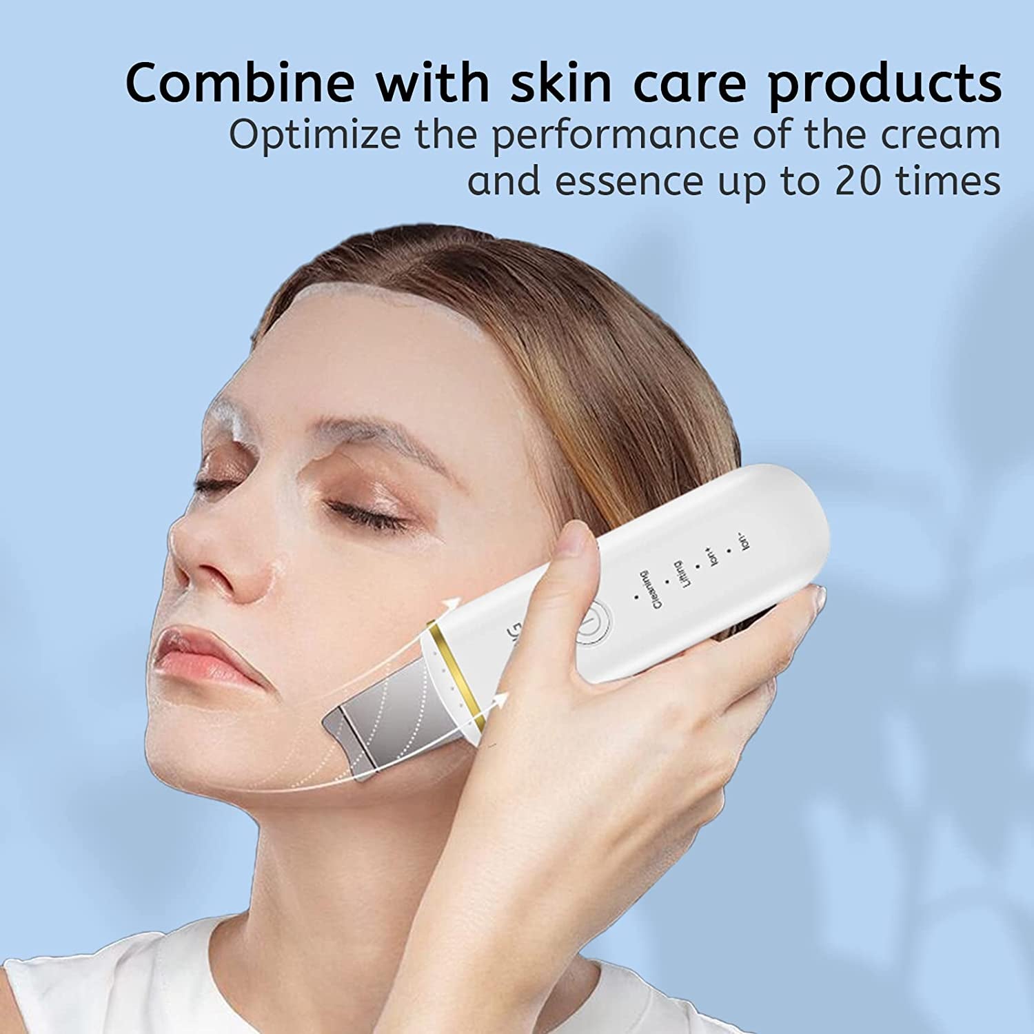 Skin Scrubber Skin Spatula Blackhead Remover with 4 Modes, Pore Spatula for Face, Facial Spatula for Deep Cleansing-White