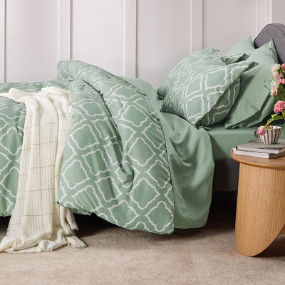 Bedsure Sage Green Comforter Set Twin - Bed in a Bag Twin 5 Pieces, Lightweight Warm Bedding Sets for All Season with Comforters, Sheets, Pillowcase & Sham