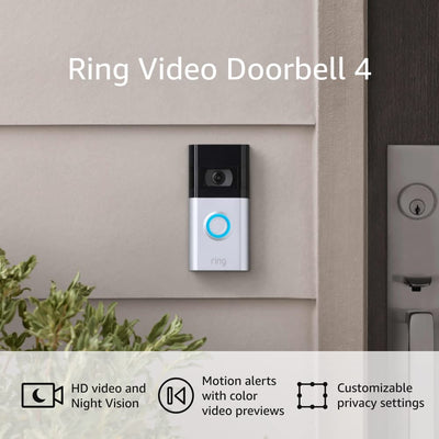 Video Doorbell 4 – Improved 4-Second Color Video Previews plus Easy Installation, and Enhanced Wifi – 2021 Release