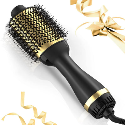 Hair Dryer Brush, Lpstea 4 in 1 Hot Air Brush, One Step Hair Dryer & Styler Volumizer with Enhanced Titanium Barrel, Blow Dryer Brush for Women (Gold)