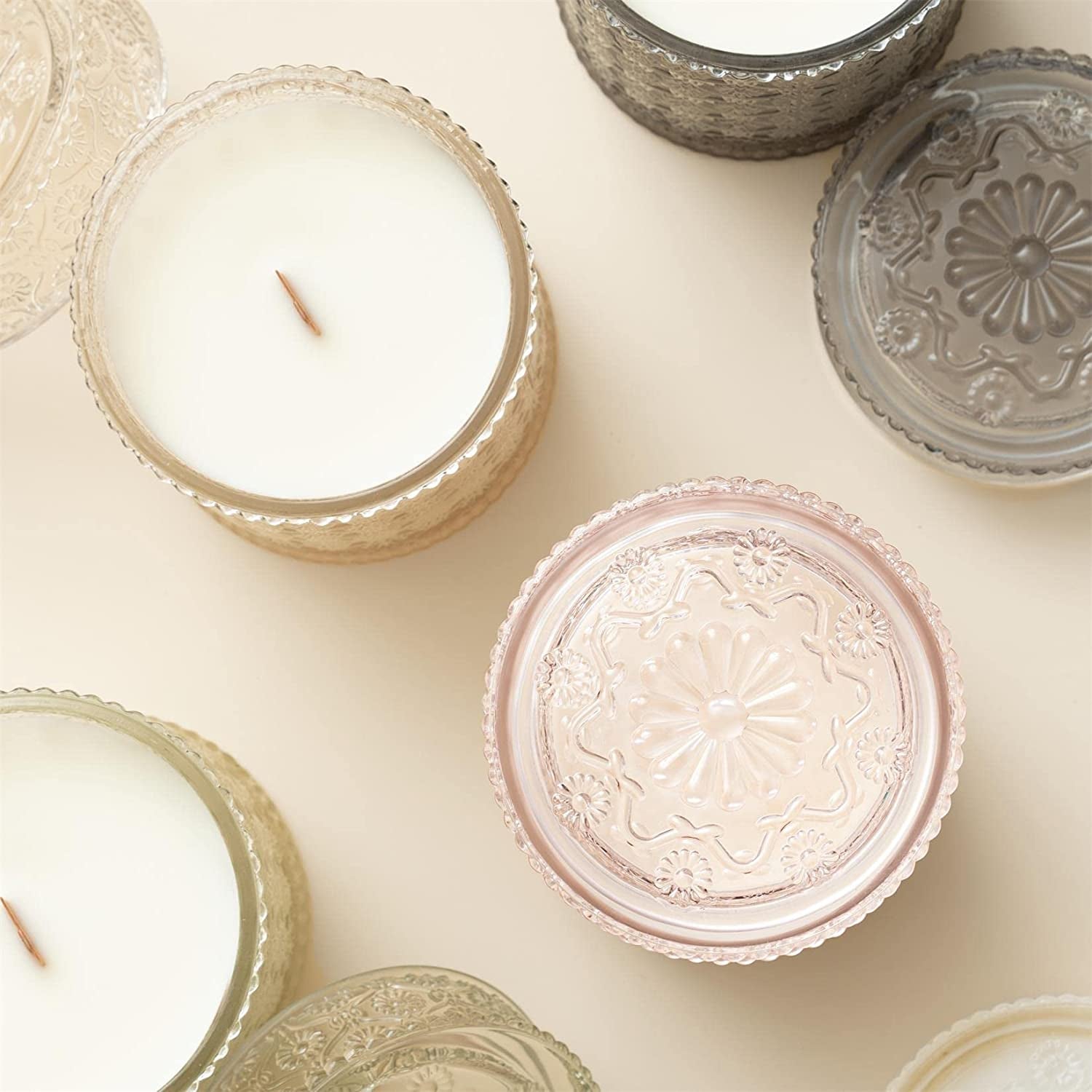 Candle Gift for Women, Rose Scented Candle, Wood Wicked Glass Jar Candles for Home Scented, Large Candle, Long Burning Time, 19.4 Oz