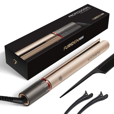 2IN1 Hair Straightener, Flat Iron Hair Straightener, Hair Straightener and Curler 2 in 1, Flat Iron Curling Iron in One, Curling Straightening Iron Combo, round Flat Iron