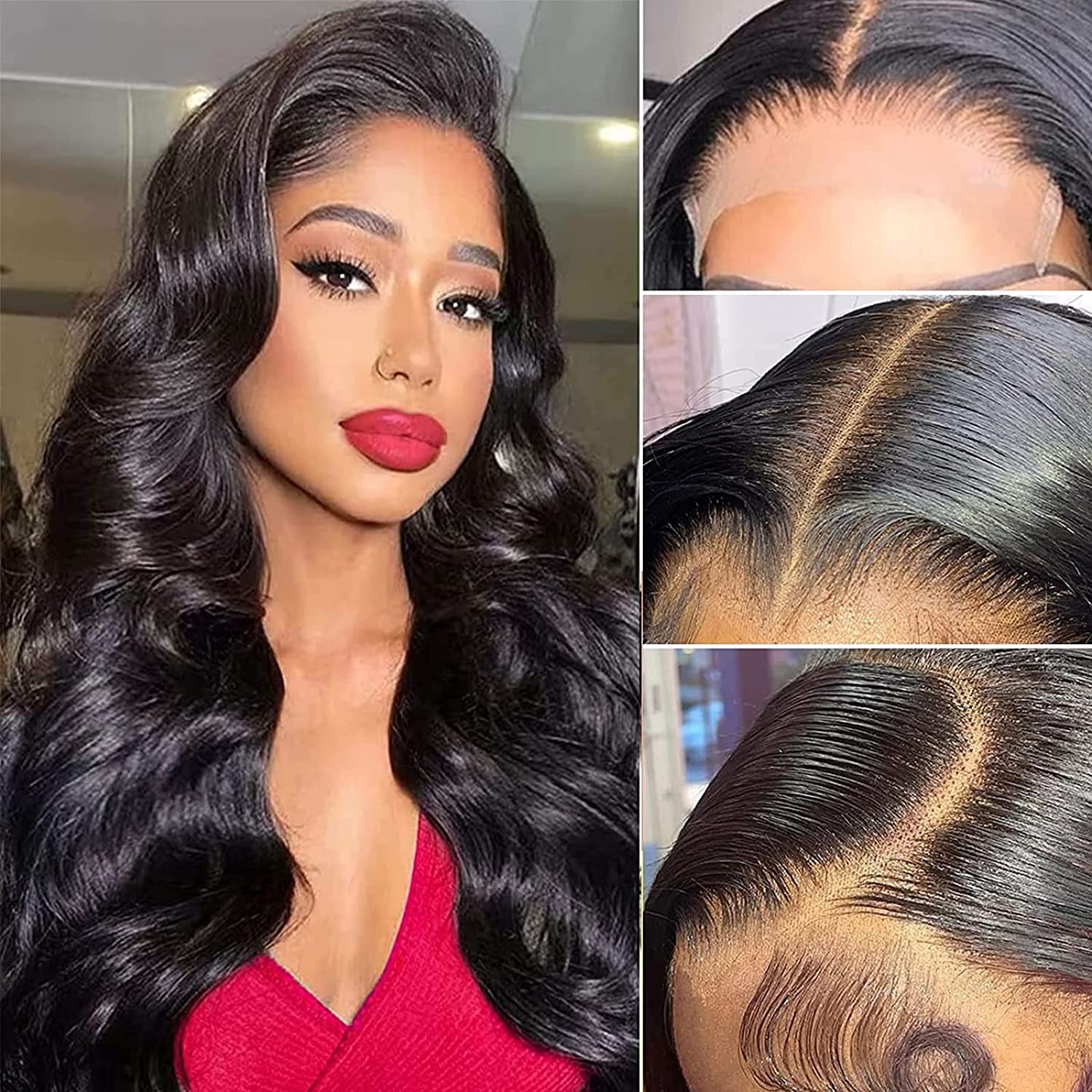 5X5 HD Lace Closure Wigs Human Hair 5X5 Body Wave Closure Wig for Women Virgin Human Hair Pre Plucked with Baby Hair 150% Density 5X5 Closure Wig True to Length Natural Black Color 26 Inch