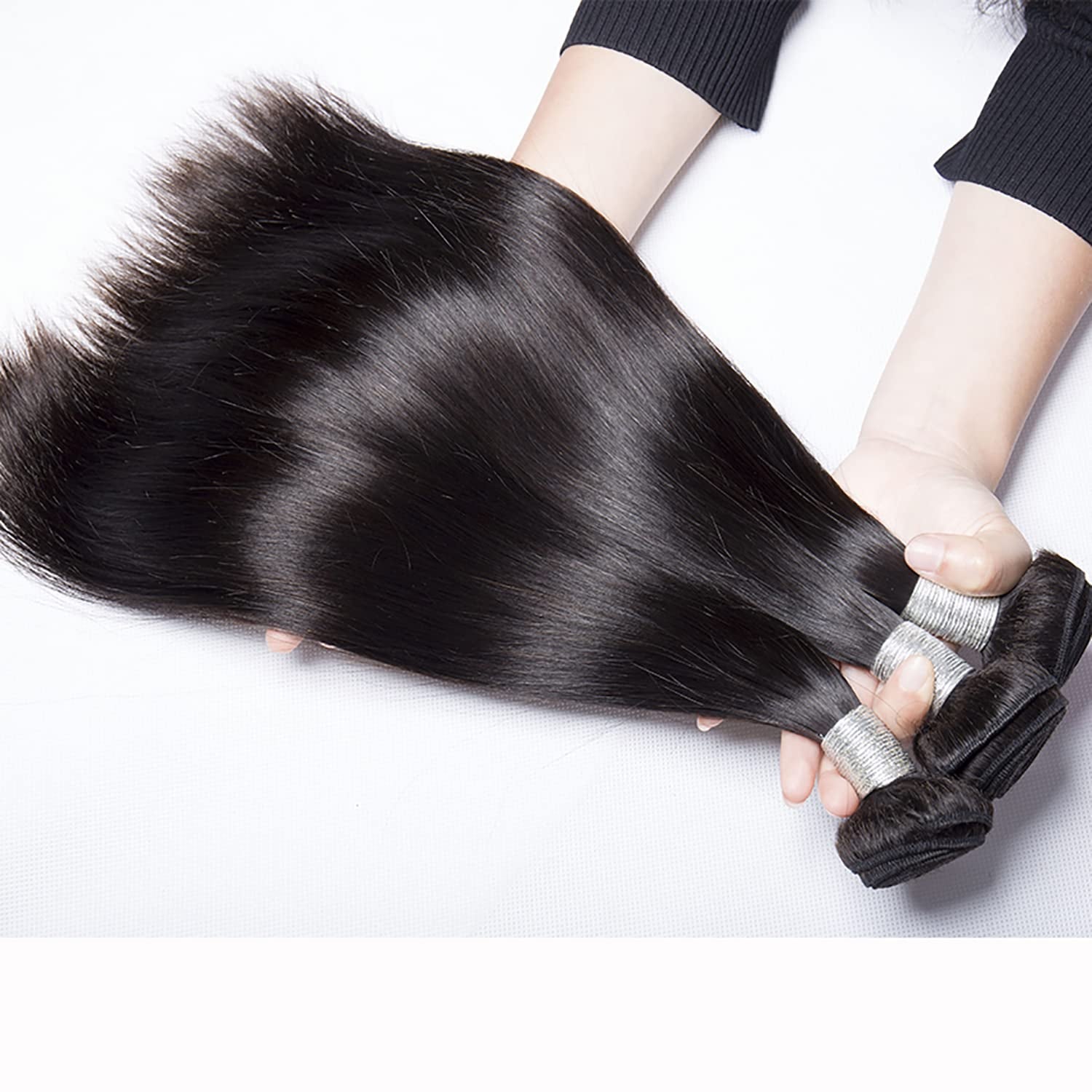 10A Straight Bundles Human Hair 24 26 28 Inch Brazilian Straight Human Hair Bundles 100% Unprocessed Virgin Weave Bundles Human Hair 3 Bundles Natural Black Color