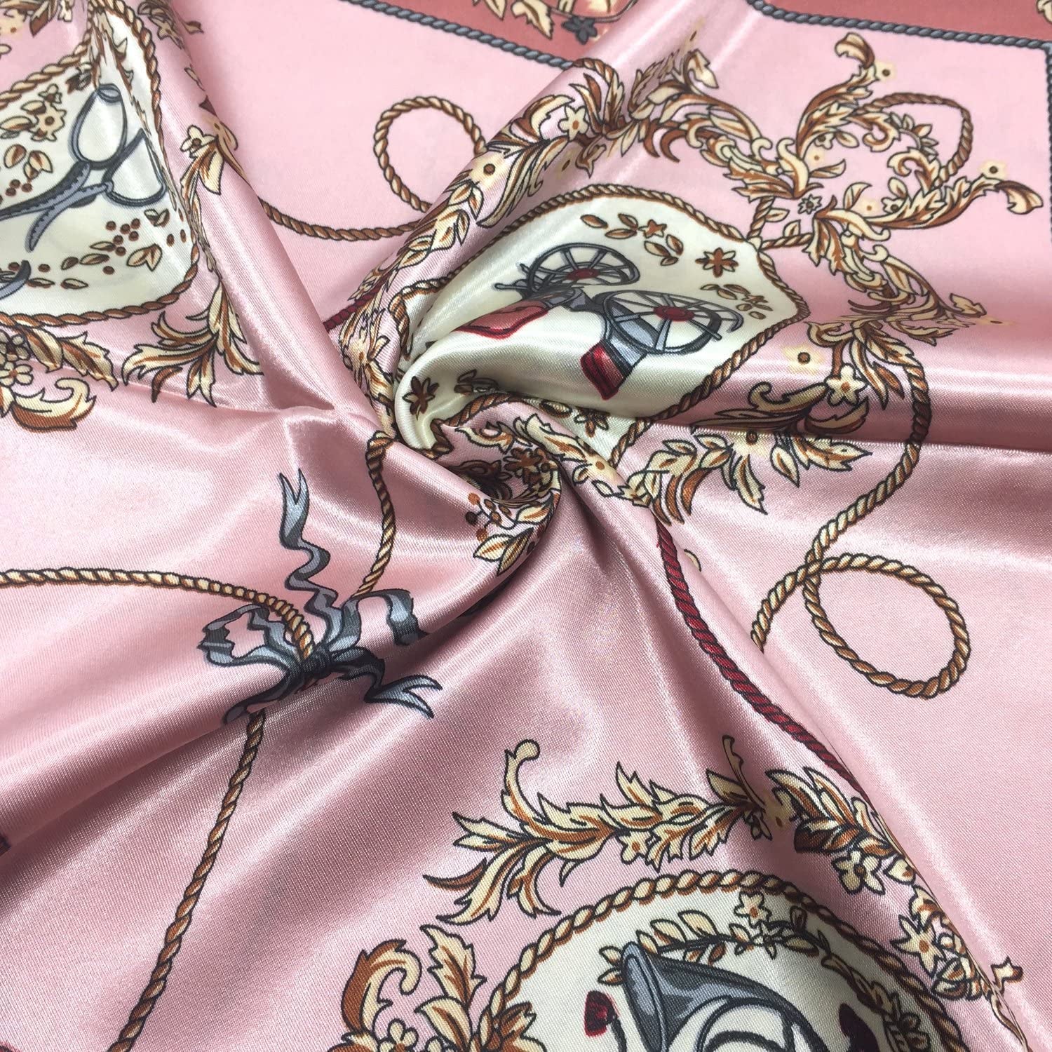 Silk like Scarf Women'S Fashion Pattern Large Square Satin Headscarf Headdress