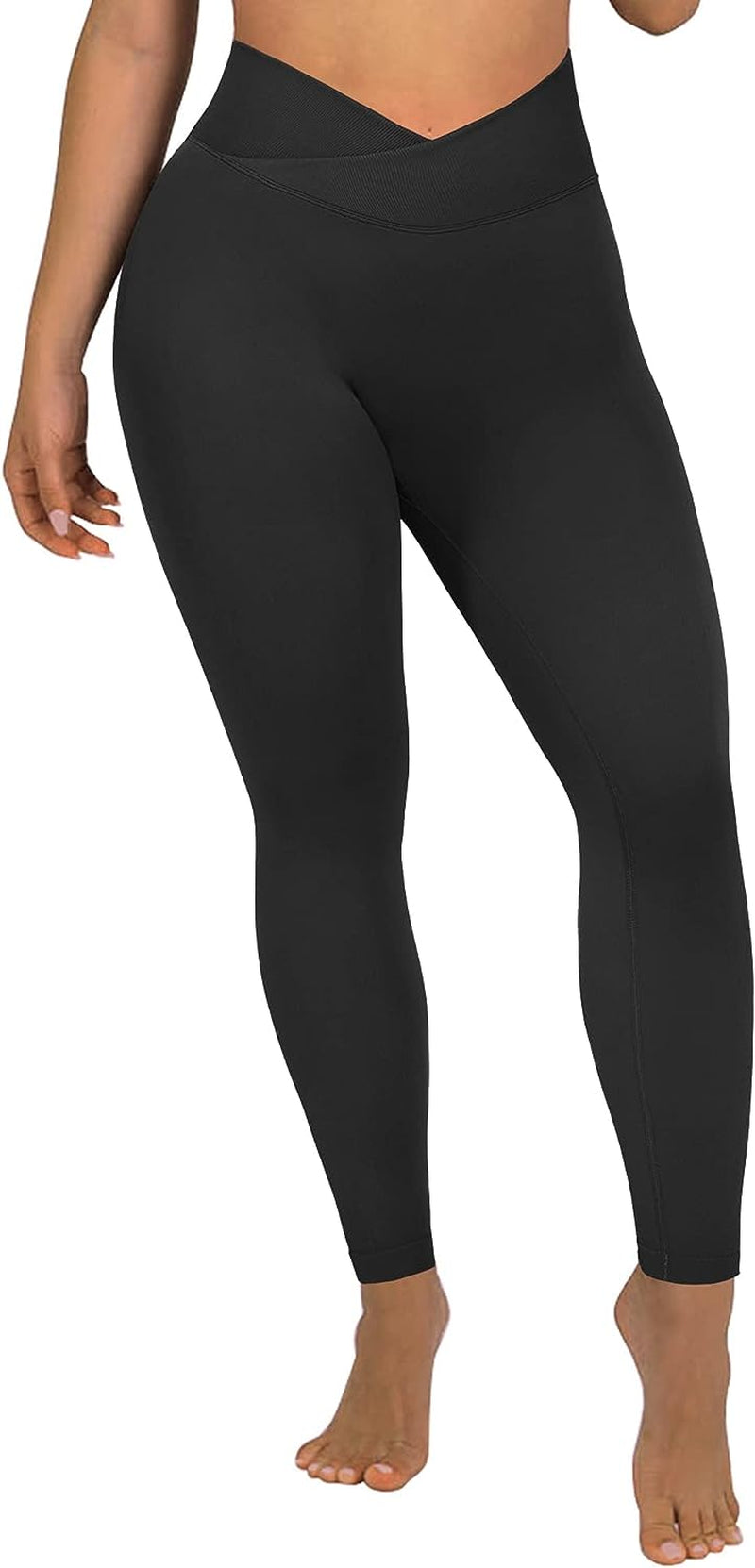 Women Crossover Seamless Leggings Butt Lifting High Waisted Workout Yoga Pants
