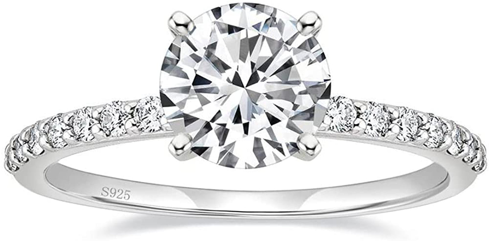 925 Sterling Silver 1.25 CT round Solitaire Cubic Zirconia Engagement Ring Halo Promise Ring Size 3-13