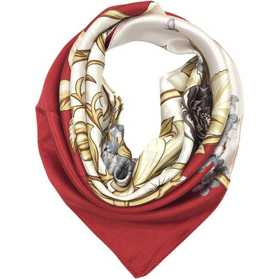Silk Feeling Scarf Women'S Fashion Pattern & Solid Color Large Square Satin Headscarf