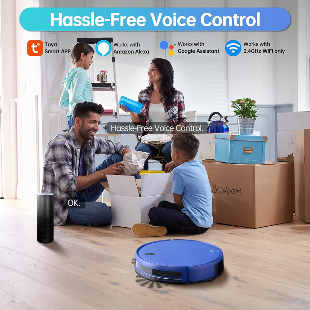 Robot Vacuum Cleaner, Robot Vacuum and Mop Combo Compatible with Alexa/Wifi/App, Self-Charging, 230ML Water Tank for Pet Hair, Hard Floors and Low Pile Carpet (Blue)