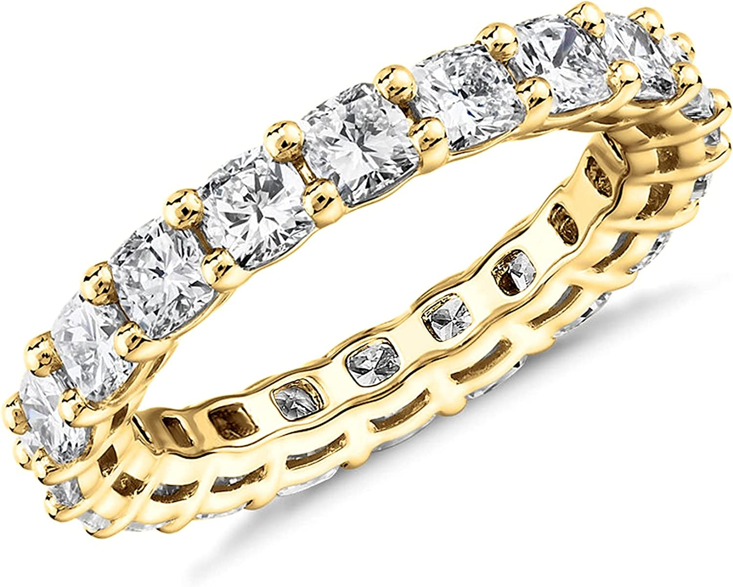 14K Gold Plated Rings Cubic Zirconia Love Ring | 3Mm Cushion Cut Stackable Rings for Women | Gold Rings for Women
