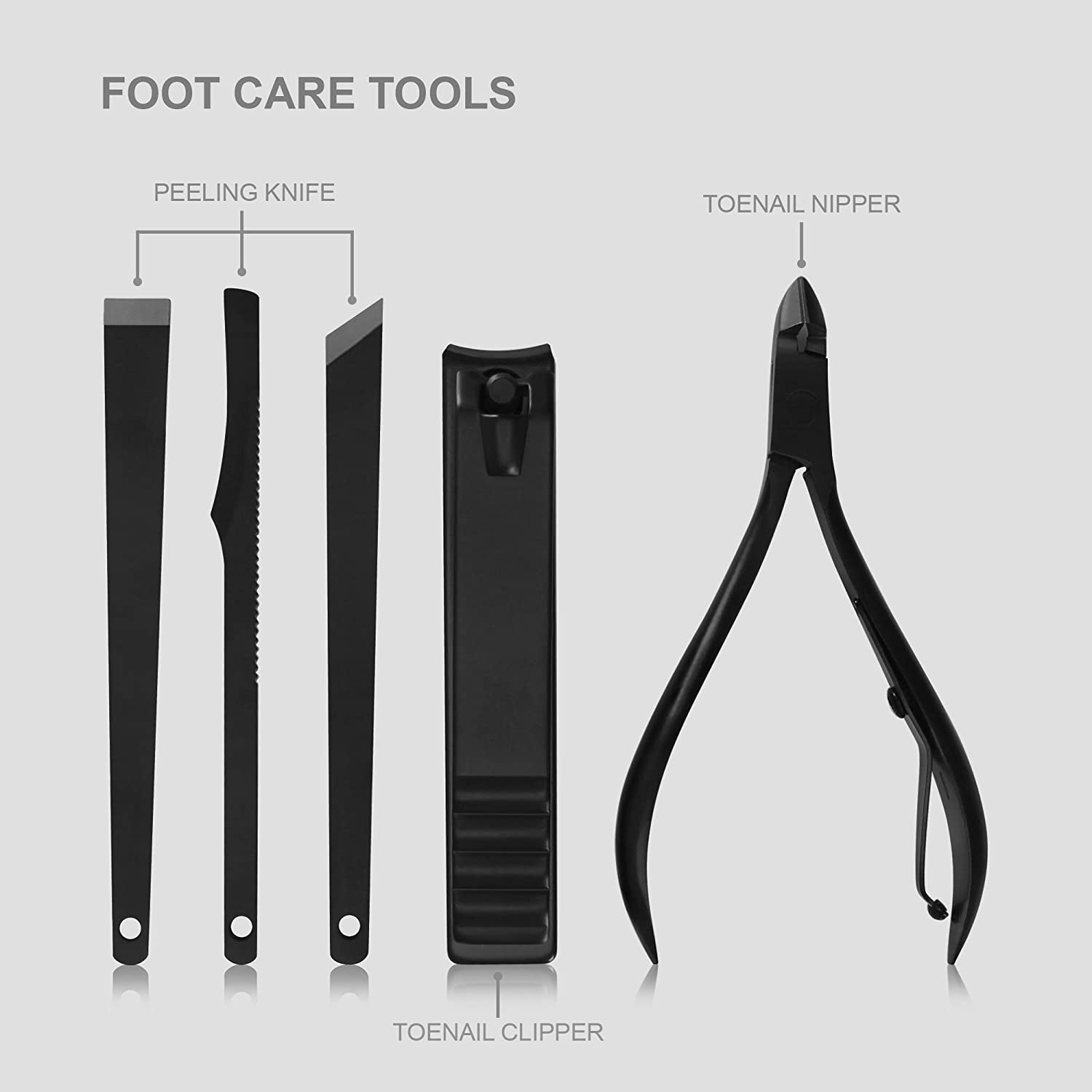 15 Pieces Manicure Set - Stainless Steel Manicure Nail Clippers Pedicure Kit - Professional Grooming Kits, Nail Care Tools with Luxurious Travel Case (Black)