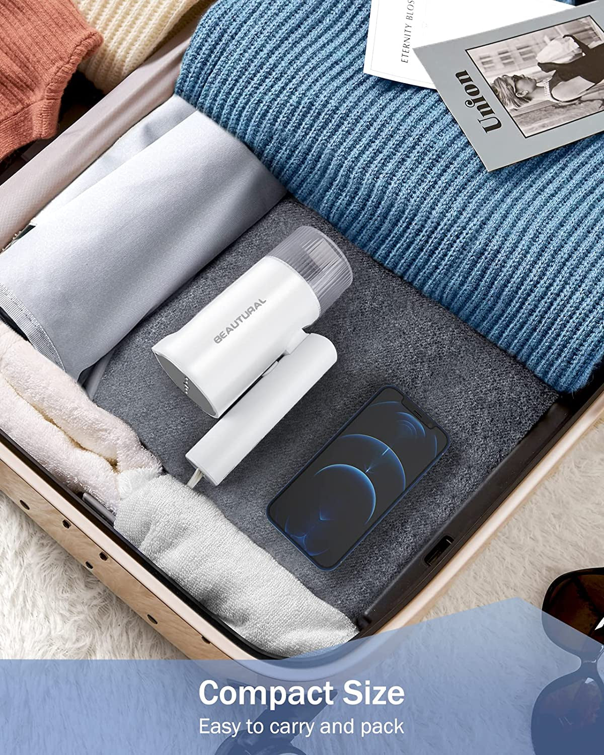 Steamer for Clothes, Foldable Handheld Clothing Wrinkles Remover for Garments, 30-Second Fast Heat-Up, Portable Fabric Steamer for 120V Countries, Not for Use in 220V Such as Europe