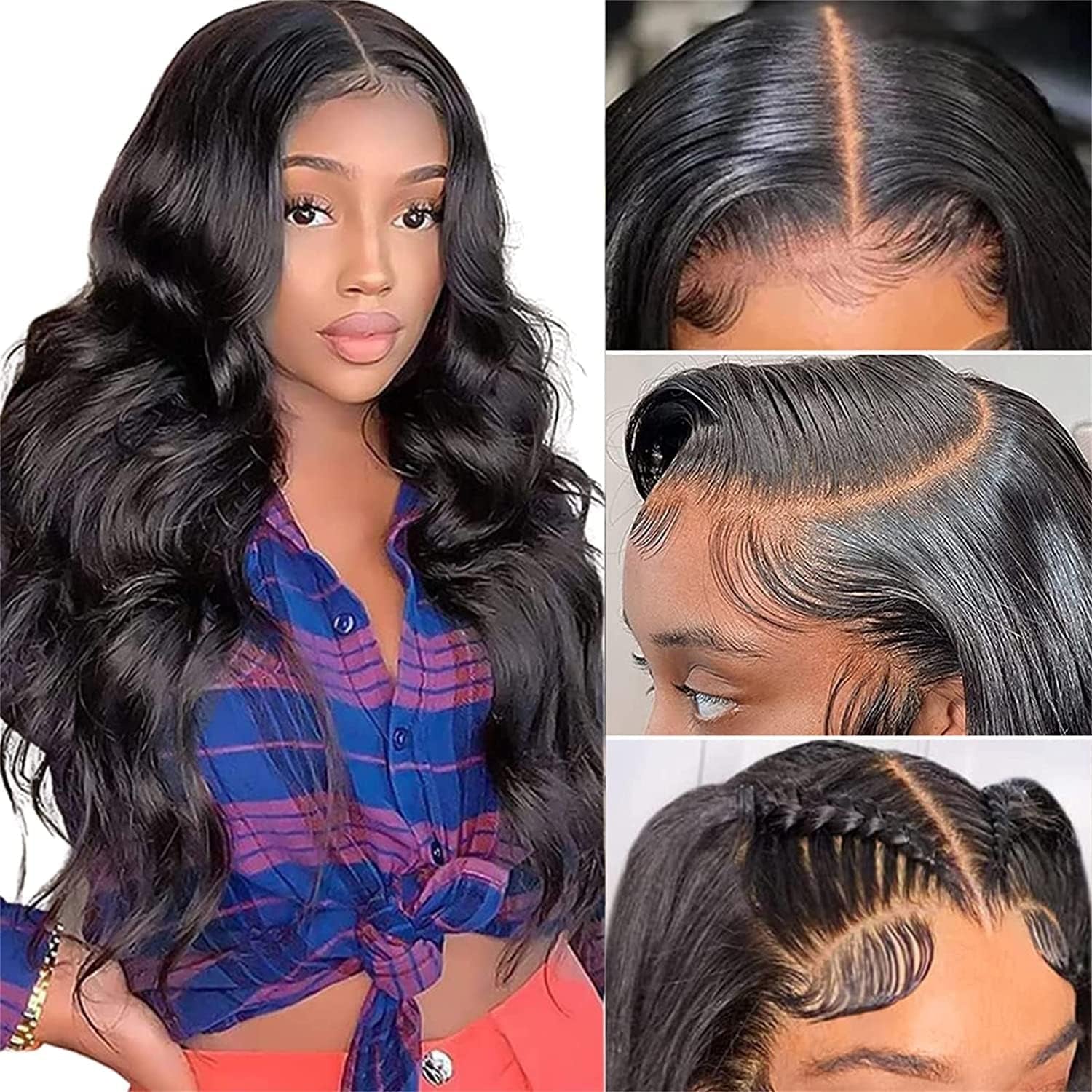 26 Inch Body Wave Lace Front Wigs Human Hair Pre Plucked 180% Density 13X4 HD Lace Front Wigs for Black Women, Glueless Wigs Unprocessed Brazilian Virgin Human Hair with Baby Hair Bleached Knots