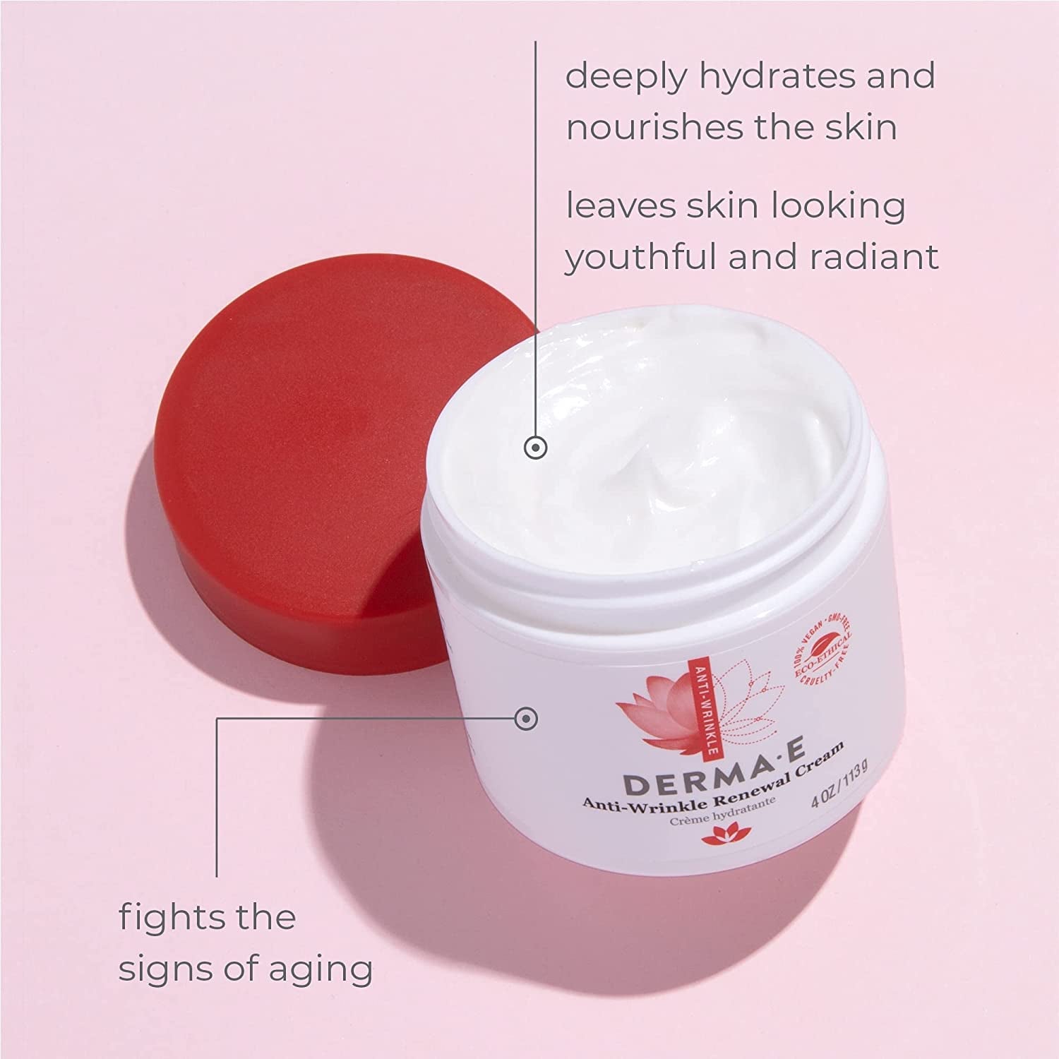 DERMA-E Anti-Wrinkle Renewal Skin Cream – Vitamin a (Retinyl Palmate) Wrinkle Treatment Cream – Vegan Anti-Aging Moisturizer to Smooth & Renew Aging Skin, 4 Oz