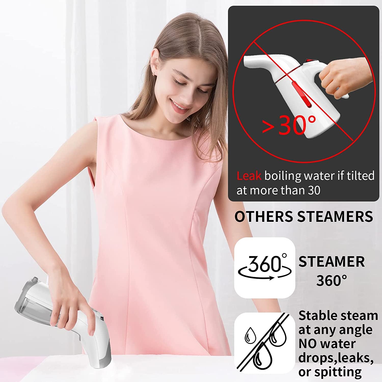 Steamer for Clothes, Powerful 20S Fast Heat-Up, Mini Portable Steam Iron for Travel, Clothing Steamer, Handheld Garment Steamer,Plancha a Vapor Para Ropa, for All Kind of Fabrics, Only US, 120V, 150ML