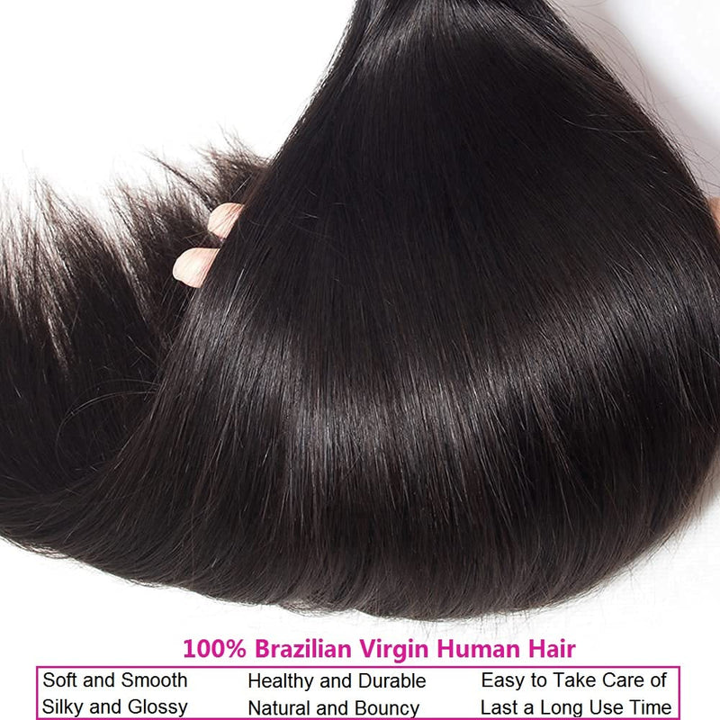 10A Straight Hair Bundles Brazilian Virgin Human Hair Bundles Straight 18 20 22 Inch 100% Unprocessed Virgin Hair Straight Weave Bundles Human Hair 3 Bundles Deals