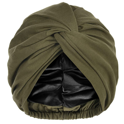 Turbans for Women Satin Bonnet Silk Bonnet for Sleeping Turban Head Wraps for Women Adjustable Twisted Turban Headwrap Olive Green