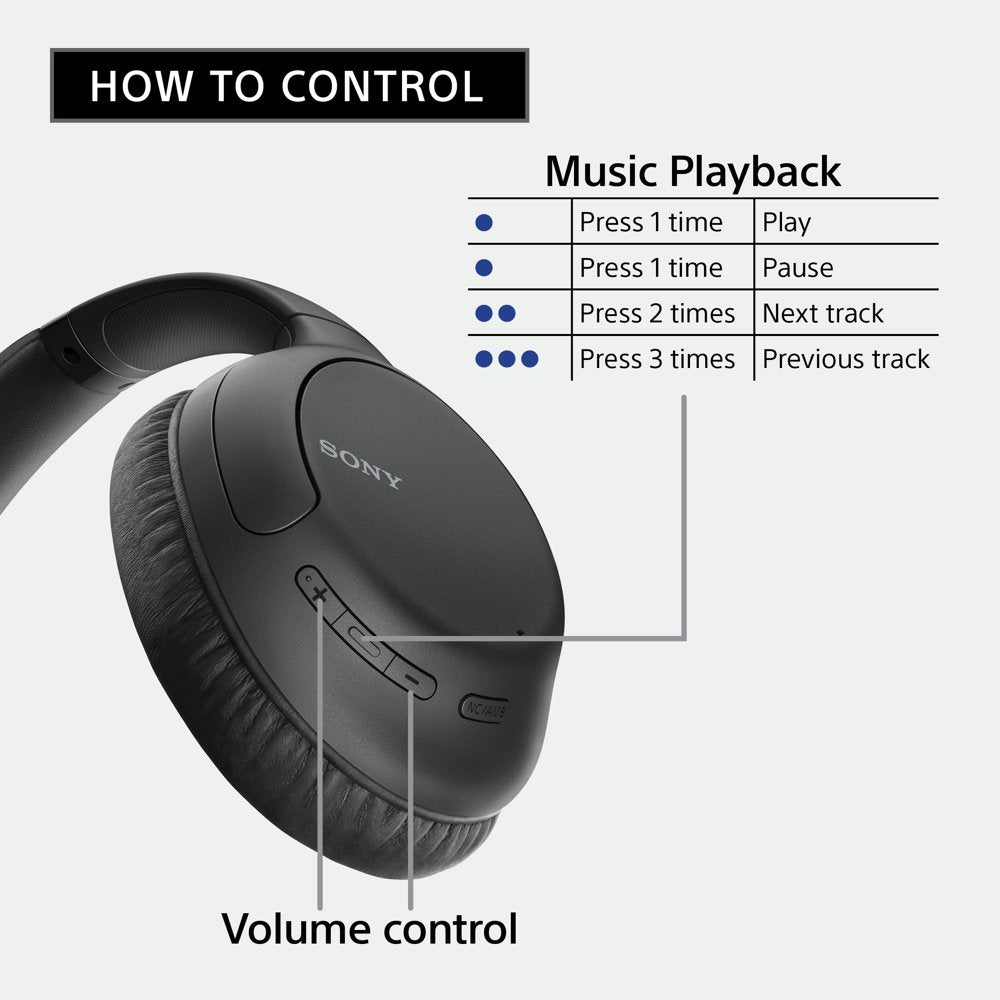 Wireless Over-Ear Noise Canceling Headphones with Microphone, Black, WHCH710N/B