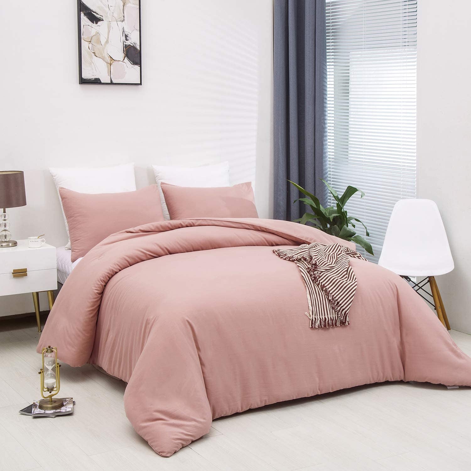 Pink Blush Comforter Set Full Mauve Bedding Comforter Sets Full Dusty Rose Bedding Sets Girls Women Bedding Pink Bed Comforter 3Pcs Blush Comforter for Full Bed