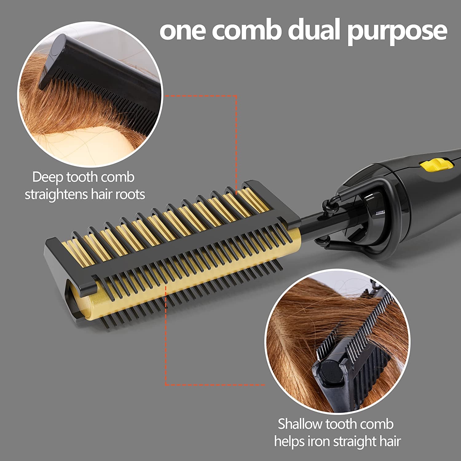 500℉ Hot Comb,60 Min Auto-Off Hair Straightener Comb,7 Temperatures Adjustable Ceramic Hot Comb,Electric Pressing Comb for Black Hair,Professional Hot Combs for Natural Black Hair