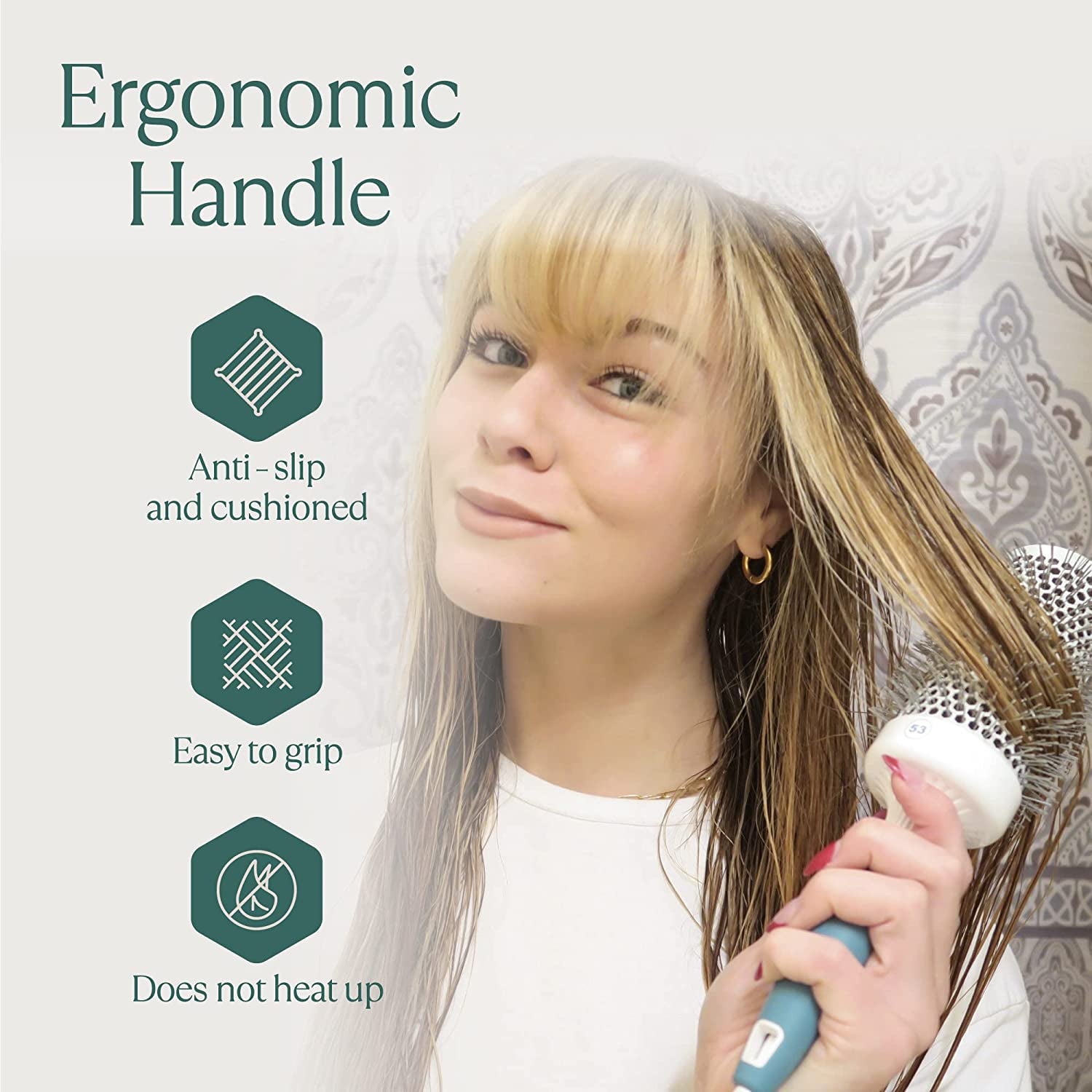 Professional round Brush for Blow Drying - Large Ceramic Ion Thermal Barrel Brush for Precise Styling and Maximum Volume - Lightweight round Hair Brush for Manageable Hair (2 Inch) (Not Electrical)