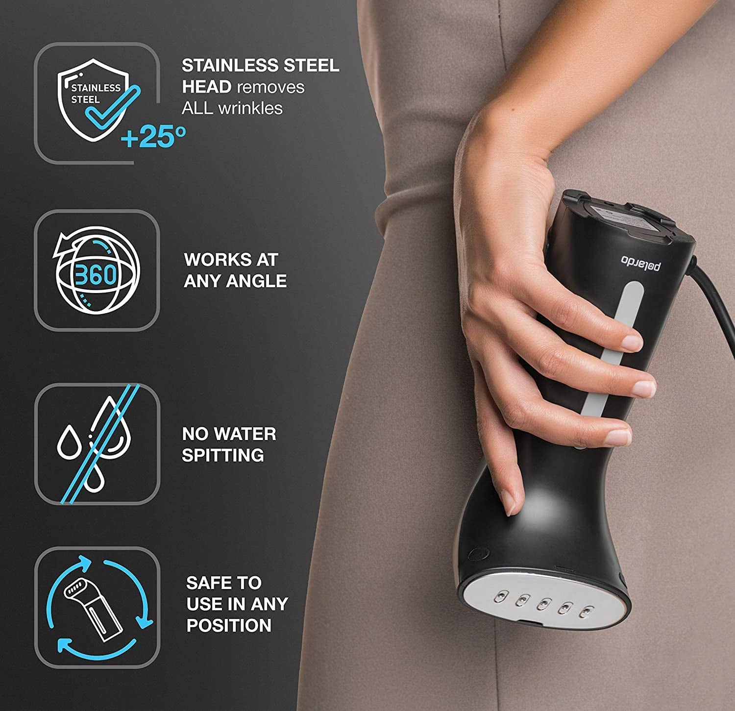 Steamer for Clothes, Hand Held Portable Travel Garment Steamer, Metal Steam Head, 25S Heat Up, Pump System, Mini Size, Handheld Steamer for Any Fabrics, No Water Spitting, 120V Black