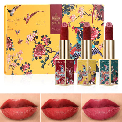 CATKIN Carving Lipstick Set Matte Red Orange Long Lasting Moisturizing Lip Stick Makeup Gift (SUMMER PALACE)