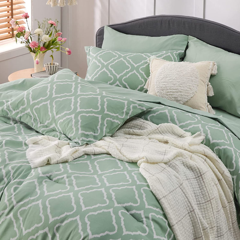 Bedsure Sage Green Comforter Set Twin - Bed in a Bag Twin 5 Pieces, Lightweight Warm Bedding Sets for All Season with Comforters, Sheets, Pillowcase & Sham