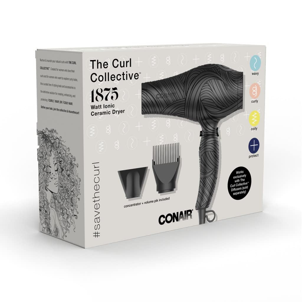 the Curl Collective 1875 Watt Ionic Ceramic Hair Dryer, Nurture and Nourish Your Natural Curls with the Curl Collective