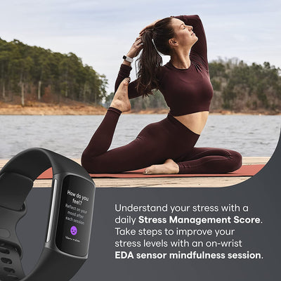 Fitbit Charge 5 Advanced Health & Fitness Tracker with Built-In GPS, Stress Management Tools, Sleep Tracking, 24/7 Heart Rate and More, Black/Graphite, One Size (S &L Bands Included)